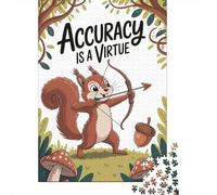 Squirrel Archer Accuracy Is A Virtue Adult 1000-Piece Jigsaw Puzzle, 52x38cm/1000pcs, for Calm Hands-on Time after Work; Clean White Cardboard for Sorting