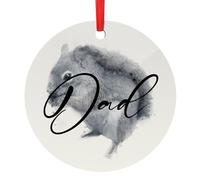 Squirrel Art Christmas Decoration, Personalised 7.2 cm Wood Tree Custom Ornament Gift