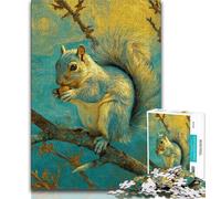 Squirrel Art Jigsaw Puzzles for Teenagers 1000 Jigsaws,Toys Educational Games Stress Relieving Wishlist with Santa Claus 50x75cm