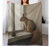 Squirrel at Window Throw Blanket Rustic Animal Flannel Sofa Bed Cover