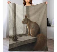 Squirrel at Window Throw Blanket Rustic Animal Warm Fleece Couch Throw