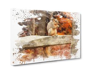 Squirrel Autumn Forest V3 Canvas Print | Gallery Wrapped 30mm Frame Wall Art | 20x14 inches | Ready to Hang | Modern Landscape Picture | Living Room Bedroom Lounge Office