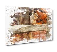 Squirrel Autumn Forest V3 Canvas Print | Gallery Wrapped 30mm Frame Wall Art | 24x16 inches | Ready to Hang | Modern Landscape Picture | Living Room Bedroom Lounge Office