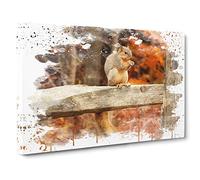 Squirrel Autumn Forest V3 Canvas Print | Gallery Wrapped 30mm Frame Wall Art | 30x20 inches | Ready to Hang | Modern Landscape Picture | Living Room Bedroom Lounge Office