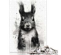 Squirrel Beauty Black Ink Puzzle Jigsaws 1000 Pieces for Adults & Teenager Age 12 Years Up Christmas Eve Gifts 1000pcs (38x26cm)