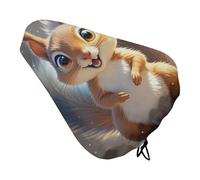Squirrel Bike Seat Cover Waterproof Oxford Fabric, Universal Adjustable Bicycle Saddle Cover with Drawstring Easy Install Protective Rain Dust Covers for Women Men