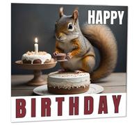 Squirrel Birthday Card - Cute Squirrel Happy Birthday Card 145 x 145mm