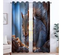 Squirrel Blackout Curtains for Bedroom 70 inch Long 2 Panels Realistic Animals Squirrel 3D Print Patterned Curtains for Living Room Eyelet Thermal Insulated Darkening Window Drapes, 39W x 70L