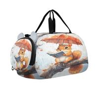 Squirrel Book Umbrella Kids Travel Duffel Bag for Boys Girls Overnight Weekend Tote Bag with Shoes Compartment for Sleepover Trip Beach