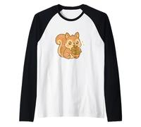 Squirrel Burger Snack Cartoon Raglan Baseball Tee