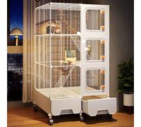 Squirrel Cage - Rabbit Ferret Cage Fully Enclosed Pull-out Tray Small Animal with Ladder Platform And Foot Pad for Chinchillas/Guinea Pigs/Rabbit, Ferret Cages Cat Cages(71 * 46 * 131cm)