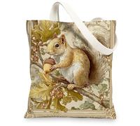 Squirrel Canvas Tote Bags, Cute Squirrel Pattern Reusable Grocery Bags, Vintage Nature Lightweight Washable Shoulder Strap Bags for Travel Beach Picnic 13x15 Inch