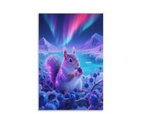 Squirrel Canvas Wall Art Aurora Berries Print On Canvas Modern for Bedroom, Living Room, Or Kitchen Wall Decor Gift 12x18inch(30x45cm)
