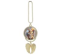 Squirrel Car Hanging Pendant, Zinc Alloy Rearview Mirror Charms - Relieve Visual Fatigue, Vintage Keychain Pendant, Lucky Car Interior Hanging Decoration, Golden-Style