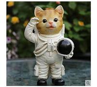 Squirrel Cat Resin Sculpture, Astronaut Garden Decoration, Animal Home Desktop Artwork, 13x11x22cm(Color:A+b)