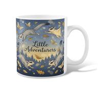 Squirrel Ceramic Coffee Mug, Autumn Fanciful Butterfly Leaf Fall Blue Novelty Office Drinking Cup with Handle Ideal for Friends Family Lovers Eldership Senior Co-Worker 11 Oz
