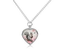 Squirrel Cherry Branch Pet Cremation Jewelry for Ashes Waterproof Urn Necklace with Filling Kit Heart Pendant Ash Necklace Memorial Keepsake Jewelry Custom Sympathy Gift for Dog Cat Human Ashes