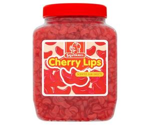 Squirrel Cherry Lips Candy Jar 2.25kg - Valeo Sweets, Classic Cherry Flavor, Bulk Candy, Perfect for Sharing, Parties, and Sweet Treats