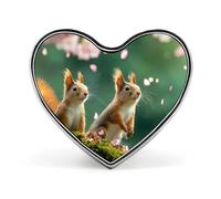 Squirrel Cherryflowers Print Brooch Pins Heart Badge Collar Lapel Pins Dress Backpack Accessories