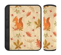 Squirrel Chestnut Leaves and Oak Leaves Seat Shoulder Protector Shoulder Pads Belt Pad for Babys Toddler Seat Cushion for Boys Girls 2 Pieces 10 * 7.7in