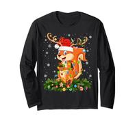 Squirrel Christmas Lights Reindeer Santa Hat Adult & Kids Long Sleeve T-Shirt