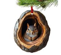 Squirrel Christmas Ornament Hanging, 2d Flat Acrylic Figurine Decor, Tree Hole Little Animals Hangable Decoration, For Garden Holiday Home Farmhouse parties Favor Seasonal Display