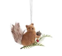 Squirrel Christmas Tree Ornaments | Plush Squirrel Wall Pendant,Realistic Animal Pine Cone Branches Ornament for Desk Fireplace Wall Window Ceiling Home Bookshelf Christmas Tree