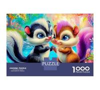 Squirrel Couple 1000-Piece Jigsaw Puzzle Pair Cosmic Playful Gaze- Classic Educational Game for Kids 38x26cm/1000pcs