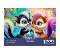 Squirrel Couple Recycled Cardboard 1000-Piece Skunk Pair Jigsaw Puzzle for Hobbyists Classic Educational Games Decoration 52x38cm/1000pcs
