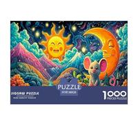 Squirrel Cozy Scene 1000 Pieces Puzzle for Adults & Kids | Detailed -Sun Moon & Mouse in Blooms Impossible Hard Challenging Great Gift Idea38x26cm/1000pcs