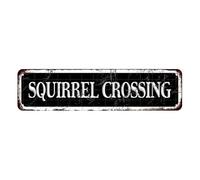 Squirrel Crossing Signs Vintage Rustic Street Metal Tin Sign Aluminum Sign 4X16 Inches Funny Wall Art For Kitchen Home Bar Patio