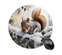 Squirrel Cute Animal Mouse Pad Round Mouse Mat Non-Slip Mousepad for Home Office