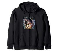 Squirrel Cute Flowers Cottagecore Fairycore Zip Hoodie