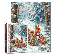 Squirrel Delivery Gift Scene 1000 Piece Jigsaw for Adults Christmas Day Winter Scene Puzzles Challenging Family Activity Games Animal/Wildlife Handwork Present Home Wall Decor Gifts 20x27 Inches