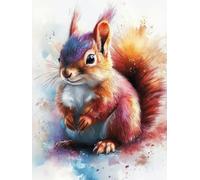 Squirrel Diamond Art, 5D Diamond Painting Animal, DIY Full Drill Gem Art Kits Adults Beginner Mosaic Making Kits, Cross Stitch Crystal Paintings Craft for Room Decor, Gifts for Women 40x55cm - 1F300