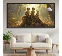 Squirrel Diamond Art Kits Adults, 5D Animal Diamond Painting Kits for Adults Beginners, DIY Full Drill Gem Art Mosaic Kit, Square Crystal Embroidery Cross Stitch for Room Decor Gifts 50x100cm B0-706