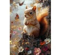 Squirrel Diamond Art Kits Adults, Butterfly 5D Diamond Painting for Beginners, DIY Cross Stitch Kits for Adults, Full Drill Rhinestone Gem Art Crafts, Room Decor, Gifts for Women 40x54in W-7416