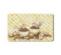 Squirrel Dish Drying Mats For Kitchen Counter, Cute Brown Squirrel Polka Dot Absorbent Rubber Dish Drainer Rack Mat, Spring PU Leather Drying Pad 12x20 Inch