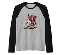 Squirrel DJ Dance Club Music Producer Turntable DJ Squirrel Raglan Baseball Tee