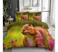 Squirrel Duvet Cover Set King Size Animal Quilt Cover 230x220 cm 3D Reversible Bedding with Pillowcases Zipper Closure Soft Easy Care Comforter Covers Set a.3490