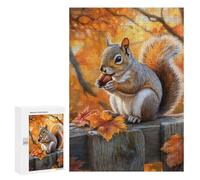 Squirrel Eating Nut in Autumn, Challenging Puzzle for Adults, 300 PCS, for Mindful Indoor Entertainment