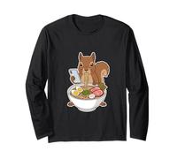 Squirrel Eating Ramen Noodles Scrolling Phone Long Sleeve T-Shirt