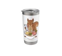Squirrel Eating Ramen Noodles Scrolling Phone Stainless Steel Insulated Tumbler
