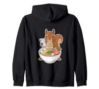Squirrel Eating Ramen Noodles Scrolling Phone Zip Hoodie