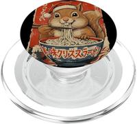 Squirrel Eating Ramen Noodles Ukiyo-e Christmas Pajama PopSockets PopGrip for MagSafe