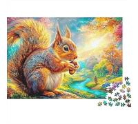 Squirrel Eats Acorn by Stream 1000 Piece Jigsaw Puzzle Adorable Squirrel Great Gift for Boys, Girls, Men & Women 70x50cm/1000pcs