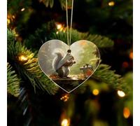 Squirrel Eats Nuts Christmas Ornaments - Acrylic Christmas Pendant Love Xmas Tree Ornament with Hanging String, Personalized Vintage Holiday Party Decorations for Xmas Gifts