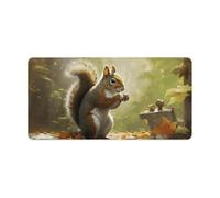 Squirrel Eats Nuts Desk Pad Waterproof Writing Mouse Pad Non-Slip Laptop Desk Protector Large Office Desk Mat Computer Keyboard Rubber Mat for Work Home Decor 12" X 24"