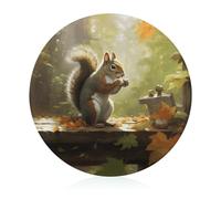 Squirrel Eats Nuts Tempered Glass Cutting Board for Kitchen Scratch-Resistant Heat Resistant Chopping Board with Non-slip Rubber Feet Counter Tray Protector Easy to Clean