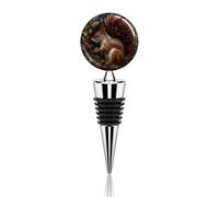 Squirrel Embroidery Wine Stopper Reusable Zinc Alloy Beverage Bottle Stopper Decorative Champagne Corks Bottle Stoppers Wine Accessories Gift for Bar Party Wedding Supply